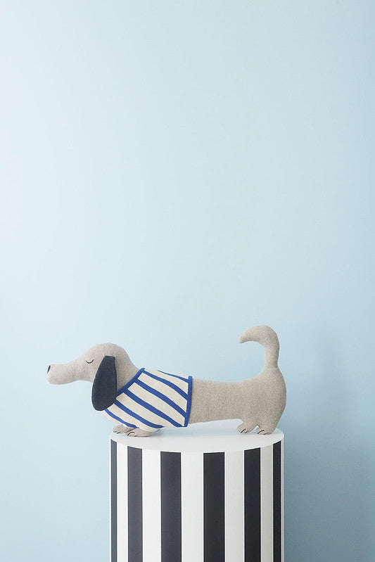 Slinkii Dog Cushion - Beige / Dark Blue
