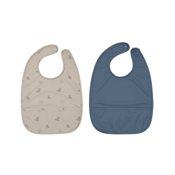 Dino Bib Set in Clay and Blue