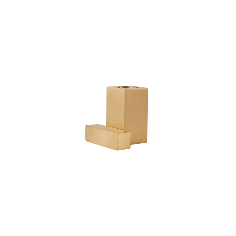 Square Solid Brass Candleholder - Brushed Brass