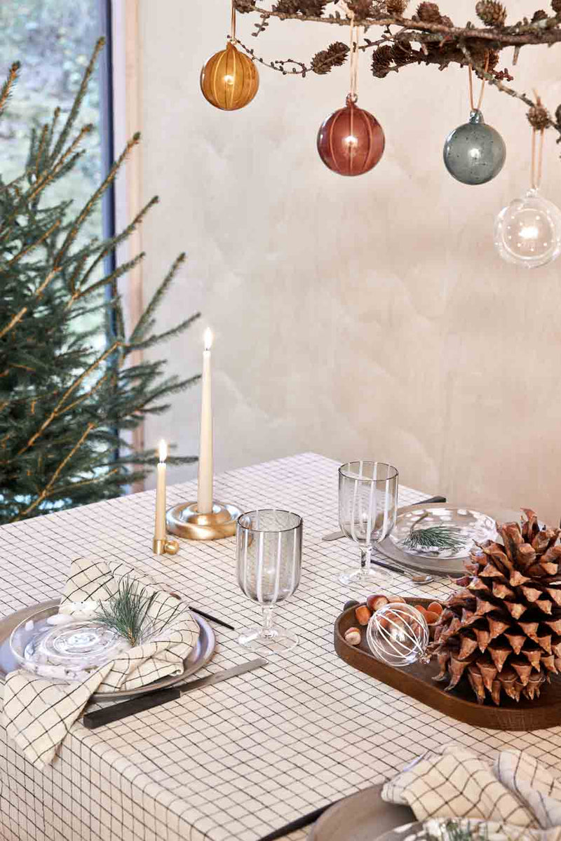 Natale Striped Christmas Glass Ball in Clear 3