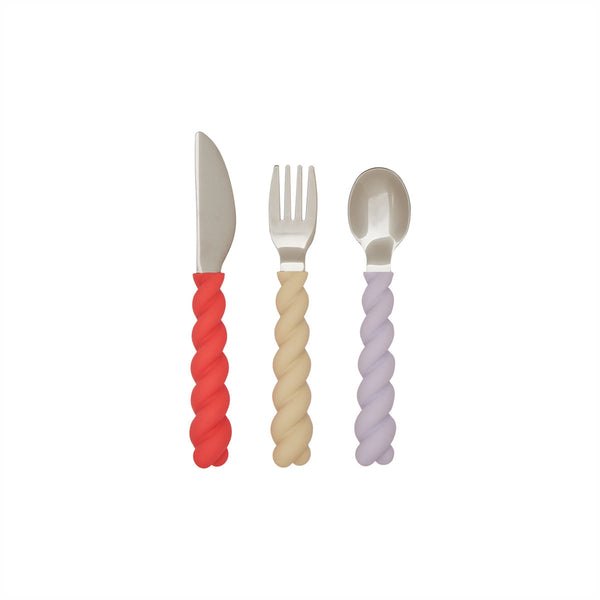 Mellow Cutlery in Lavender, Vanilla, and Cherry Red