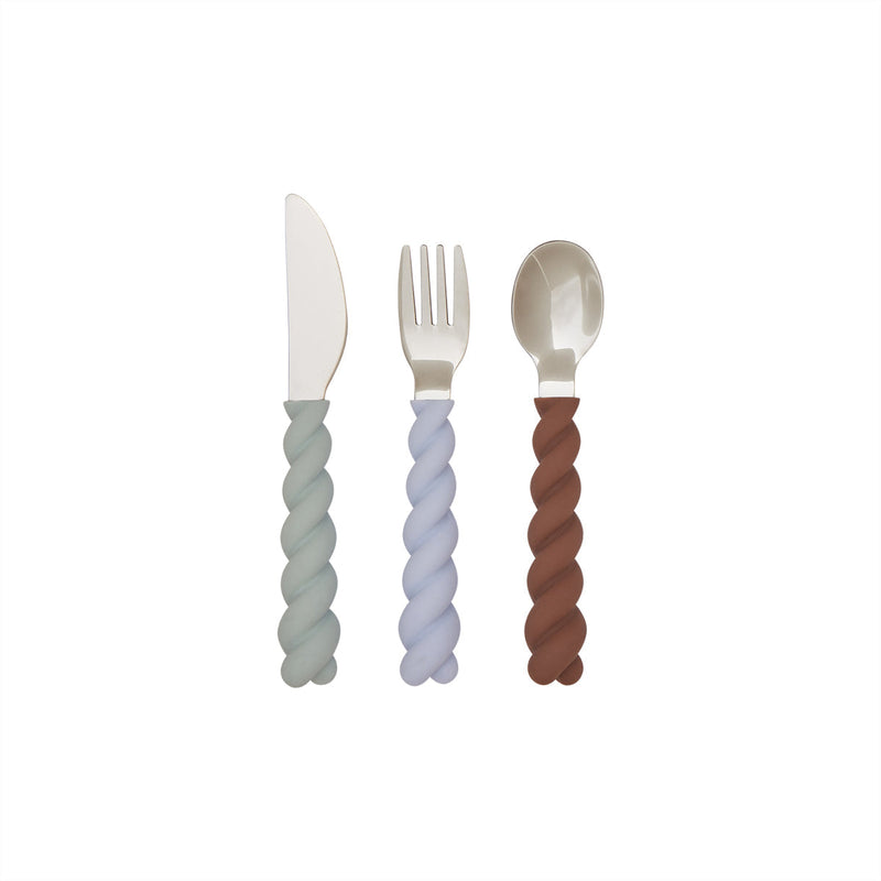 Mellow Cutlery in Pale Mint, Choko, and Ice Blue