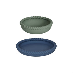 Mellow Plate & Bowl in Blue and Olive