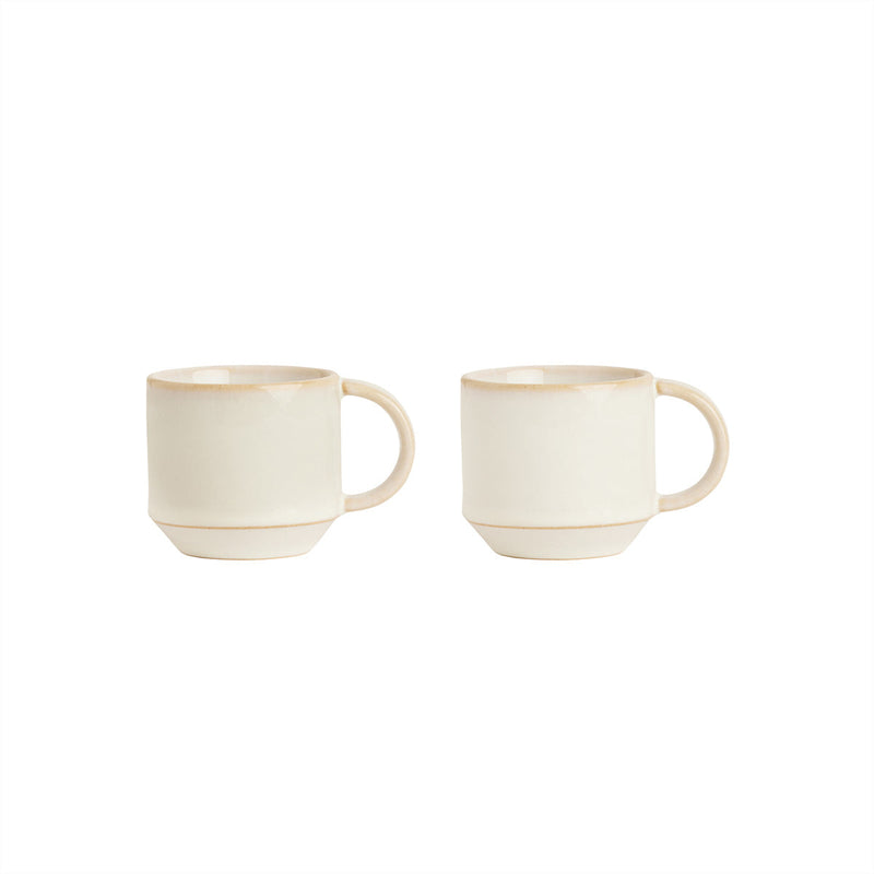 Pottery White Espresso Cups Set of 2, Ceramic Espresso Cups With
